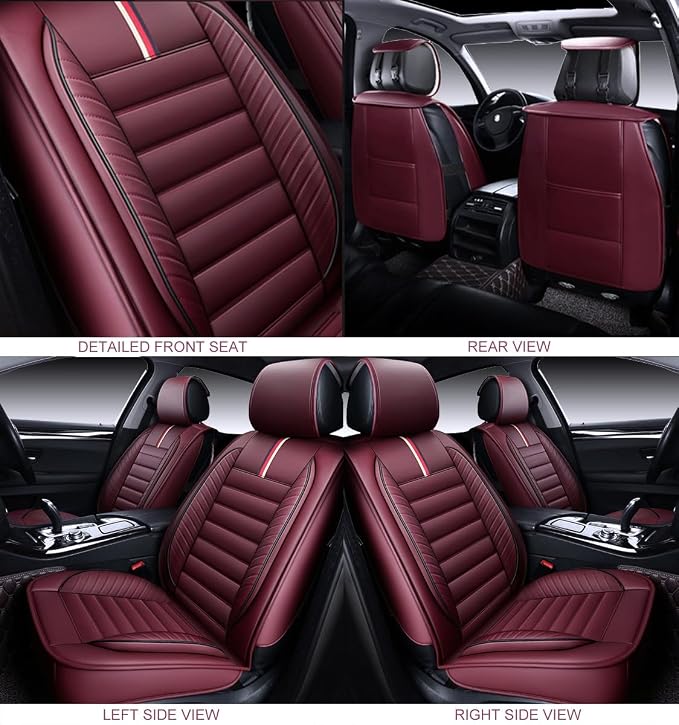 OASIS AUTO Car Seat Covers Premium Waterproof Faux Leather Cushion Universal - Image 3