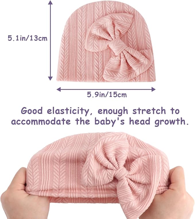 BQUBO Newborn Baby Hats Mittens Set Hospital Hat Beanie Infant Bow Hats Baby - Image 7
