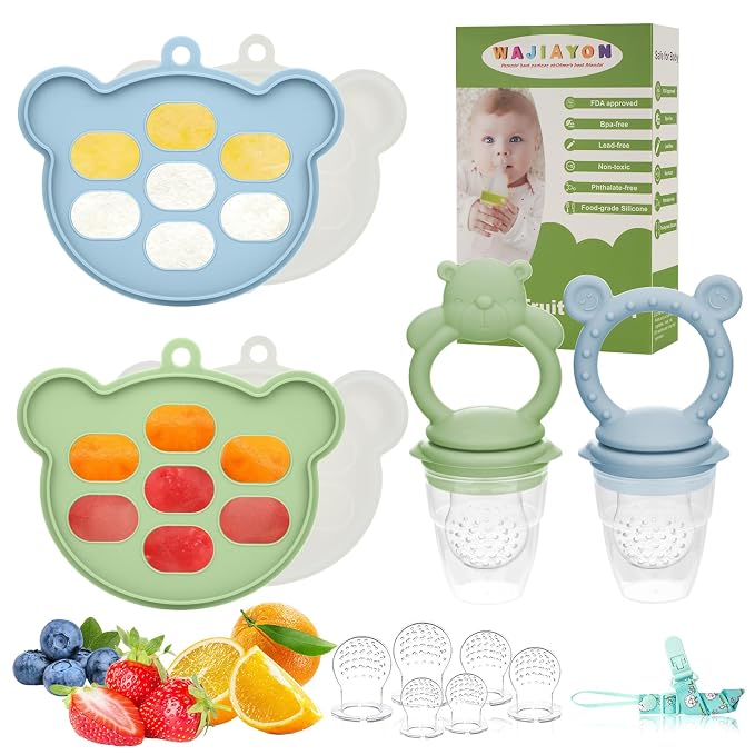 Baby Breastmilk Popsicle Molds & Baby Fruit Feeder, WAJIAYON Baby Food Freezer by WAJIAYON