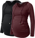 GINKANA Maternity Hoodie Long Sleeves Shirts Casual Maternity Top Pregnancy by GINKANA