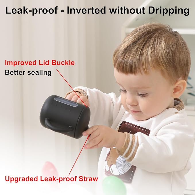 Seposeve 2 Pack Silicone Sippy Cups, Leak-Proof Baby Straw Cup - Image 4