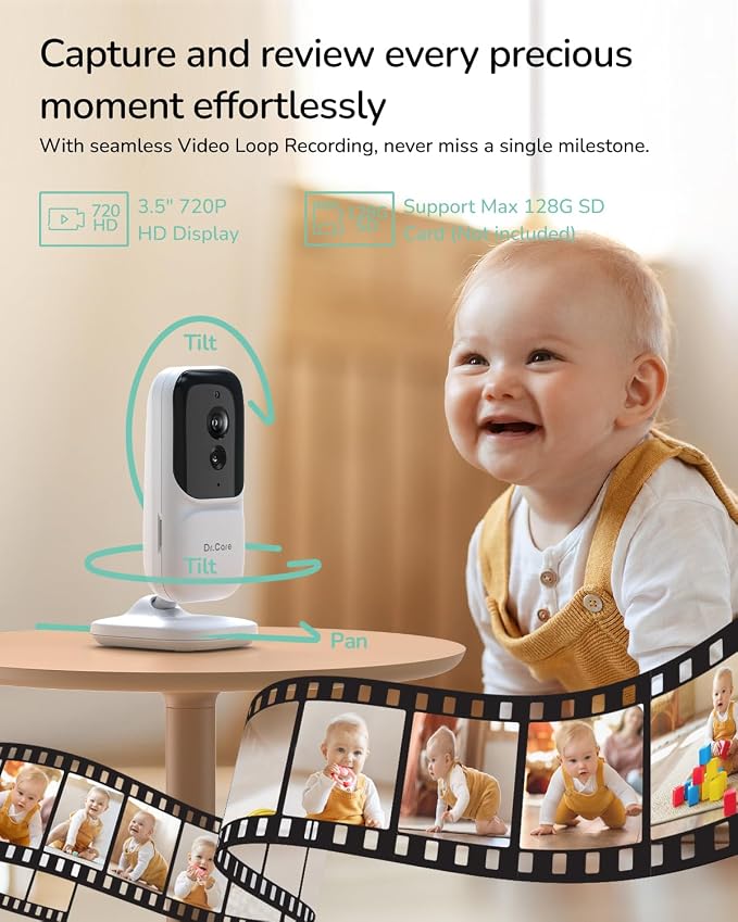 Dr.Care NeoView Video Baby Monitor -3.5” Screen, 2-Way Audio, Video Loop - Image 2