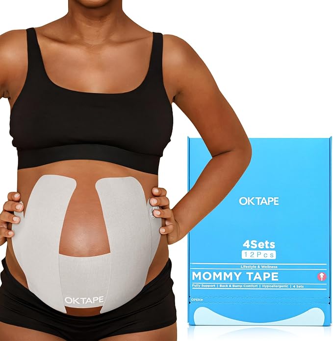 OK TAPE Pregnancy Belly Tape, Hypoallergenic Precut Belly Band Support by OKTAPE