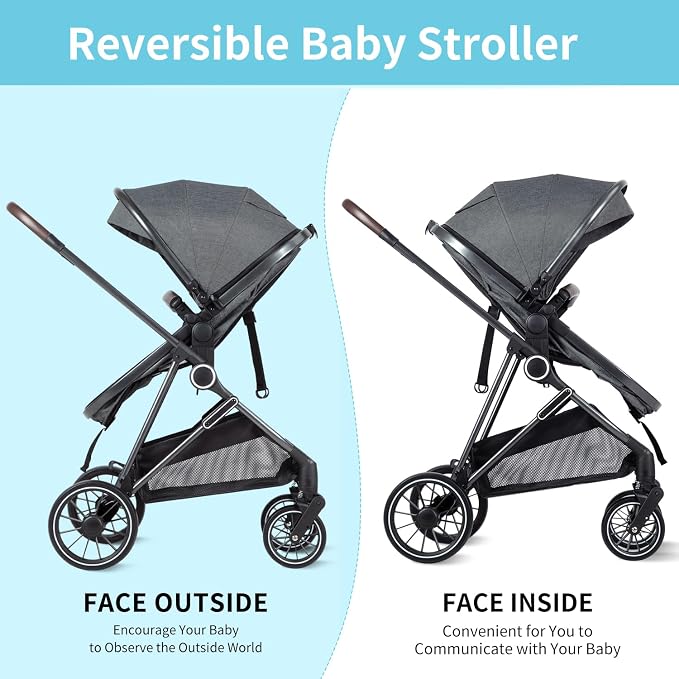 ANNA QUEEN 2 in 1 Baby Stroller, Folding High Landscape Infant Stroller - Image 4