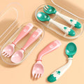 Deejoy Toddler Utensils with Travel Safe Case, Silicone Baby Spoons and Fork Set by Deejoy