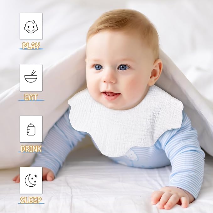EllieHouse Baby Bibs for Girls Boys 10Pack Muslin Drool Teeth Drooling Teething - Image 5