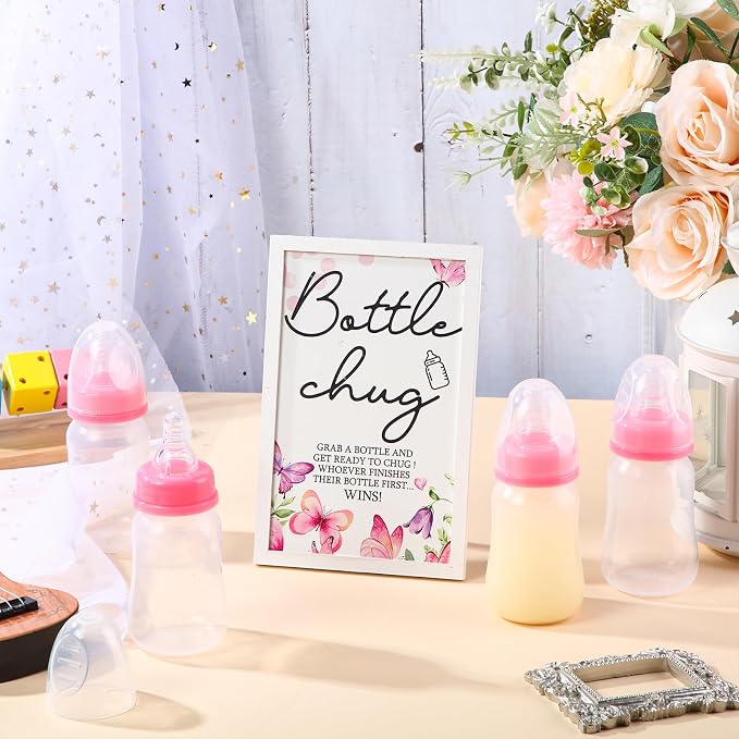 Roowest Bottle Chug Baby Shower Game Favors Including Pink Butterfly Theme - Image 5