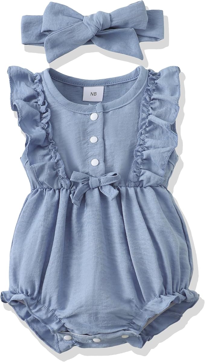 Renotemy Newborn Infant Baby Girl Clothes Rompers Summer Jumpsuits Short Sleeve by Renotemy