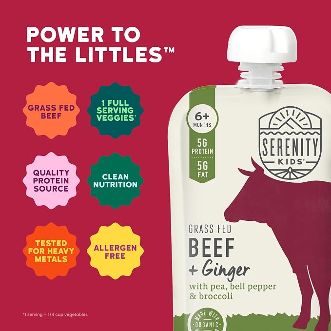 Serenity Kids 6+ Months Beef & Ginger Baby Food Puree Pouches - Image 4
