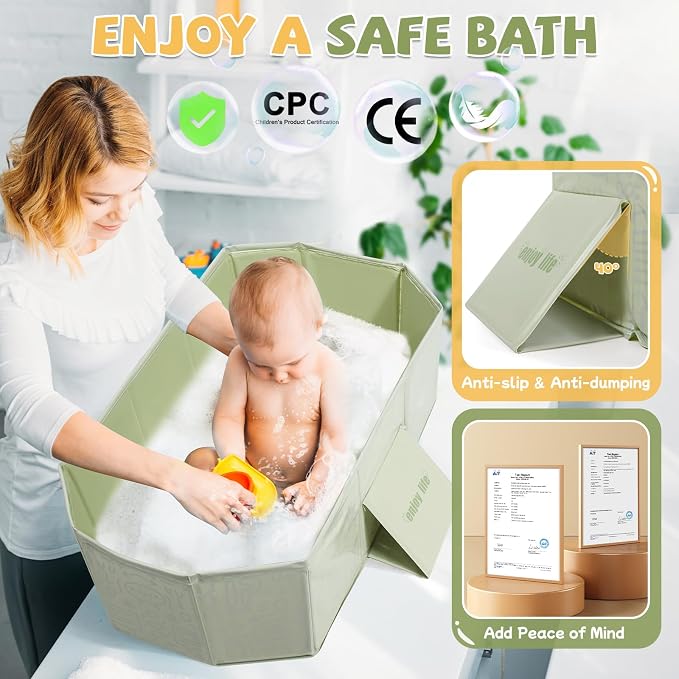 Orzbow Collapsible Baby Bathtub, Toddler Bathtub - Image 6