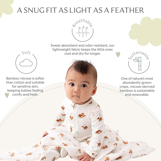 Bamboo Little Soft Baby Footie Pajamas, Baby Clothes, Newborn Sleepers - Image 3
