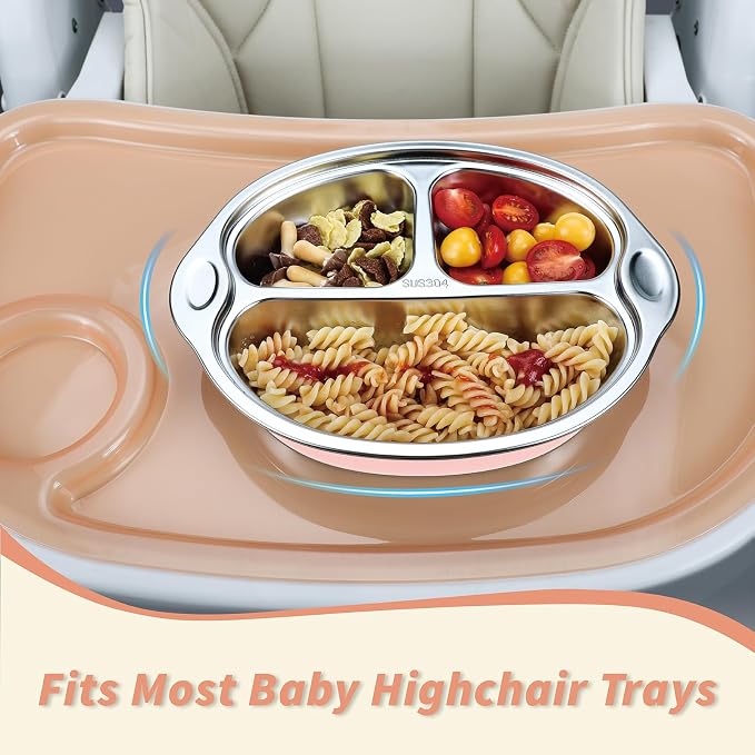 MR. CHOU Stainless Steel Divided Toddler Plate, Suction Baby Plates - Image 5