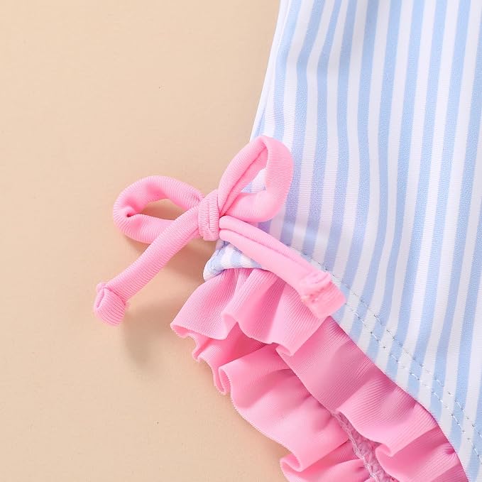 YOUNGER TREE Toddler Swimsuit Girl Cute Stripe One-Piece Ruffle Swimwear Baby - Image 4