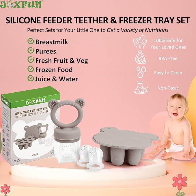 JEXFUN Silicone Baby Fruit Food Feeder Pacifier & Breastmilk Popsicle Freezer - Image 3
