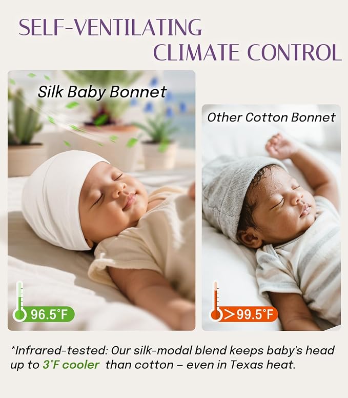 OLESILK Silk Baby Bonnet for 0-6 Months - Image 4