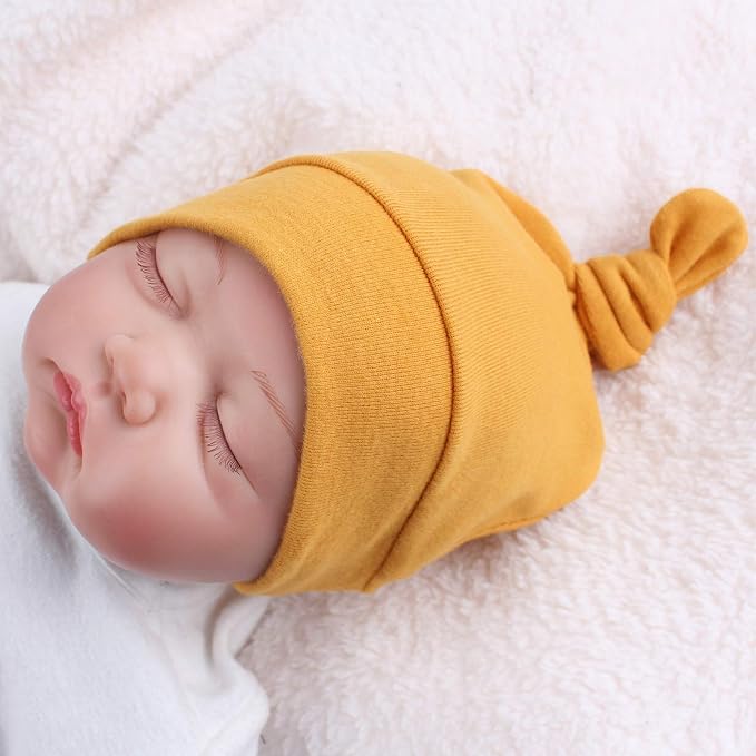 JANGANNSA Newborn Baby Hat Infant Baby Boys Beanie Top Knot Stretchy Hats - Image 2