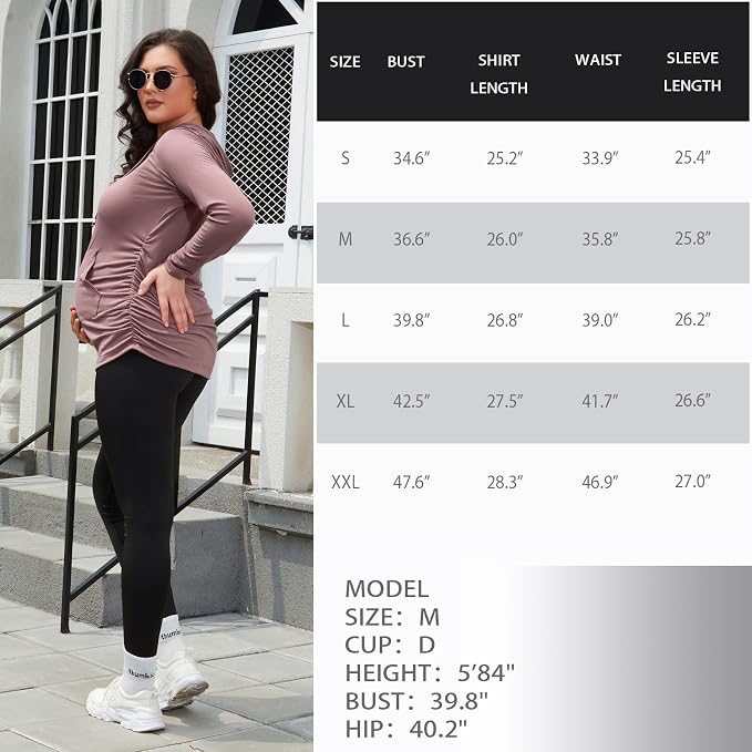 GINKANA Maternity Hoodie Long Sleeves Shirts Casual Maternity Top Pregnancy - Image 7