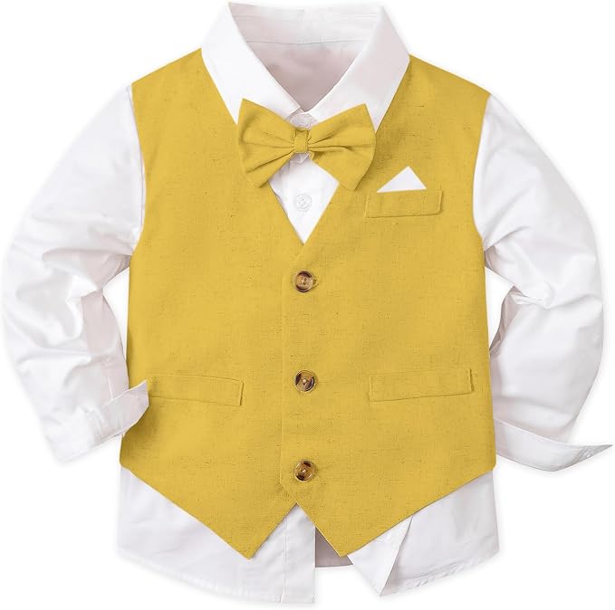 SANGTREE Boys Cotton Linen Suit Formal Set Baby Clothes Boy Gentleman Wedding - Image 2