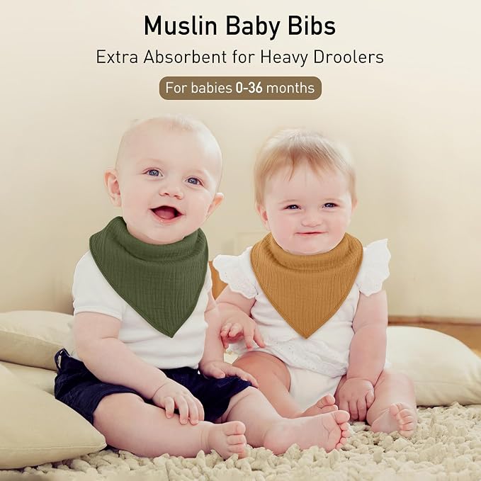 Muslin Baby Bibs 8 Pack, Baby Bandana Drool Bib - Image 3