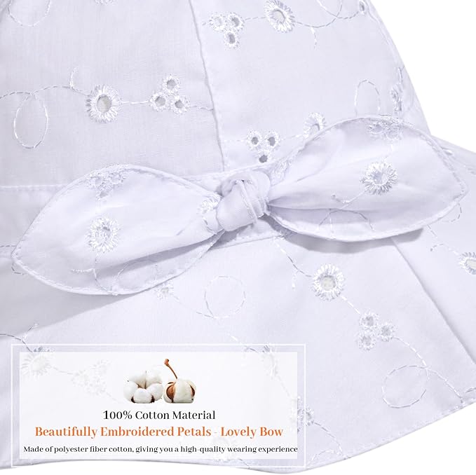 Baby Girl Sun Hat with UPF 50+ Outdoor Adjustable Beach Hat with Wide Brim - Image 4