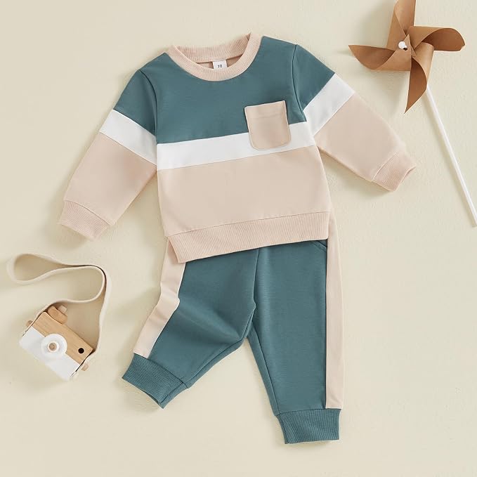Toddler Baby Boy Fall Outfits Long Sleeve Crew Neck Pullover Sweatshirt + - Image 2