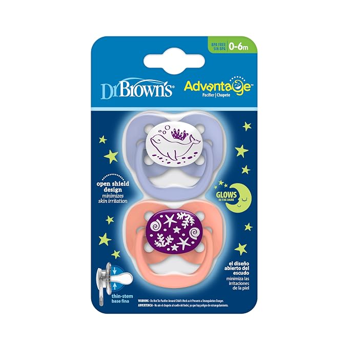 Dr. Brown's Advantage Glow-in-the-Dark Baby Pacifier, Fully Symmetrical Soother - Image 2