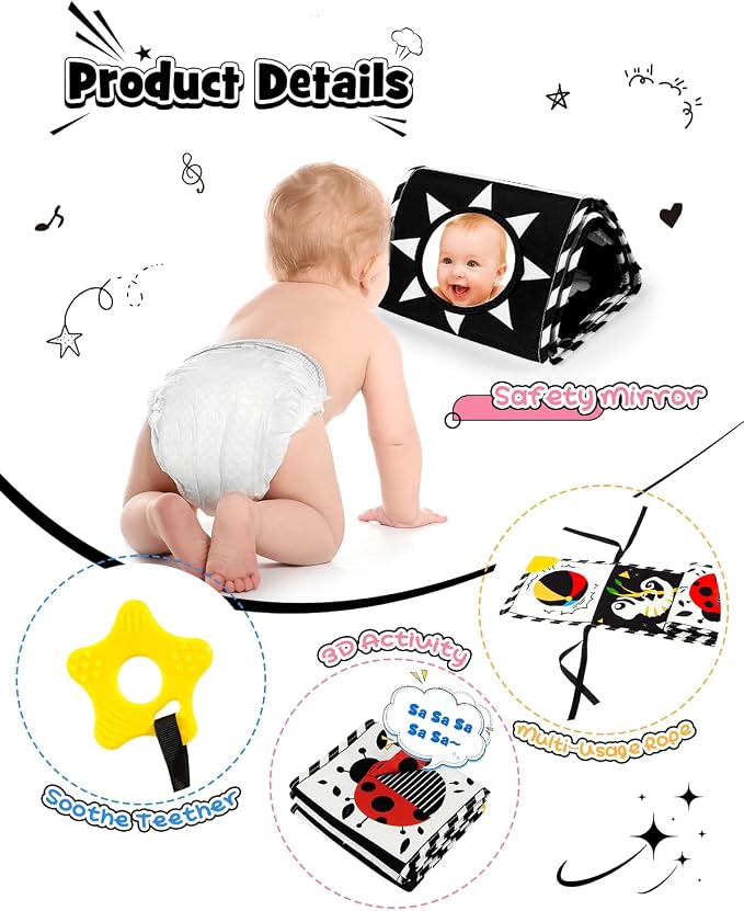3 PCS Black and White High Contrast Baby Toys - Image 4