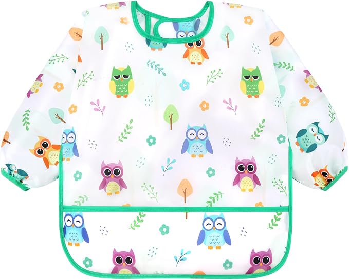 Accmor 5 Pack Long Sleeve Bibs, Baby Smock Waterproof Sleeved Bib Smock - Image 9