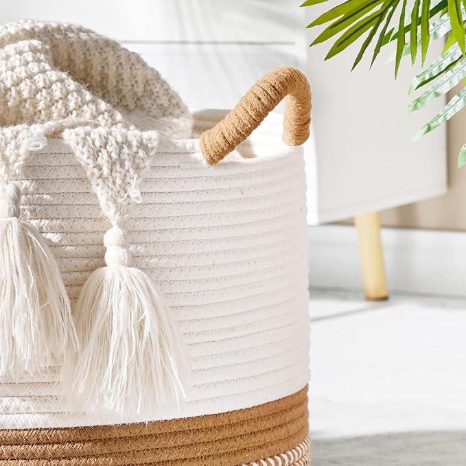 KAKAMAY Large Blanket Basket, Woven Baskets - Image 4