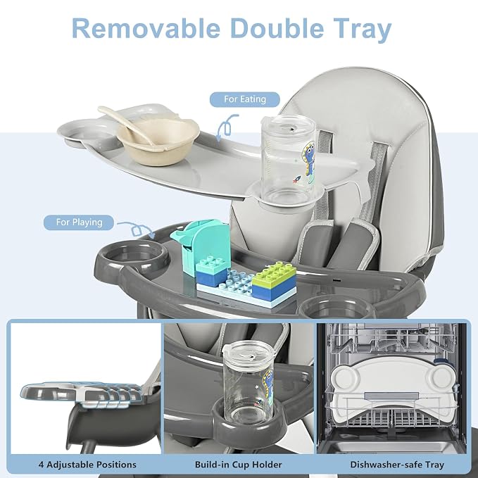 6 in 1 Baby High Chair, Convertible Highchair - Image 5