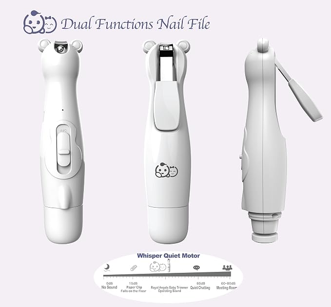 Royal Angels Rechargeable Baby Nail Clippers 20 in 1, Safe Electric Nail Trimmer - Image 6