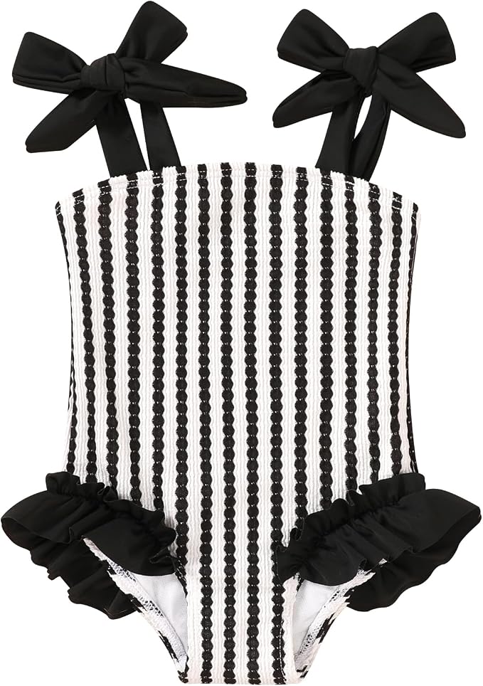 Happy Town Toddler Swimsuit Girl Solid Color Stripe One-Piece Baby Bathing Suits by HappyTown