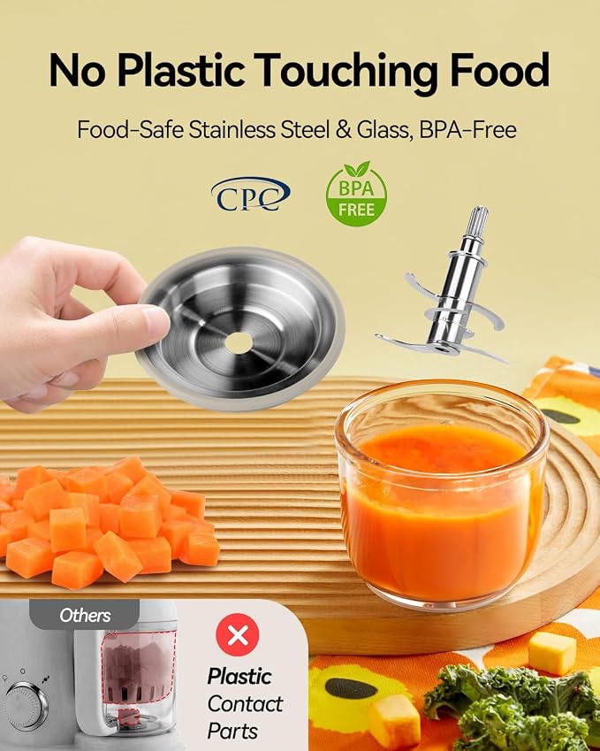 IAGREEA Glass Baby Food Maker, One Step Baby Food Processor Steamer Puree - Image 4