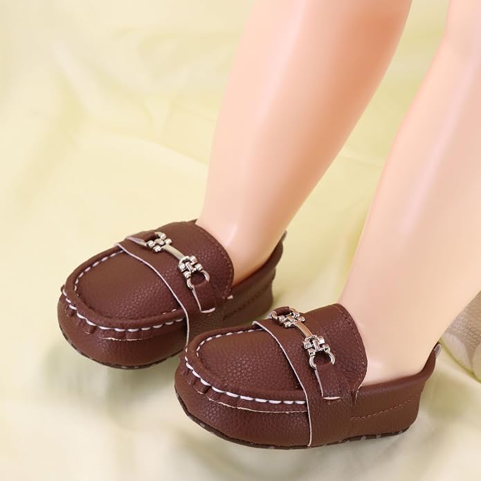 LONSOEN Baby Girls Boys Loafers Prewalker Dress Crib Shoes - Image 3
