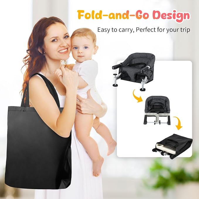 Toogel Hook On High Chair with Removable Dining Tray, Folding Portable Clip on - Image 6