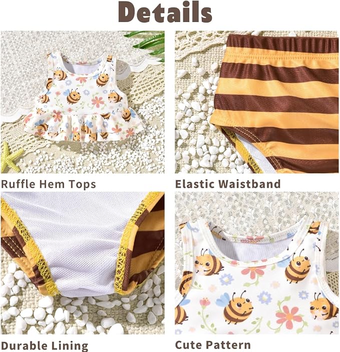 Aalizzwell Toddler Baby Girl Bathing Suit Two Piece Swimsuit Bikini Beach Wear - Image 2