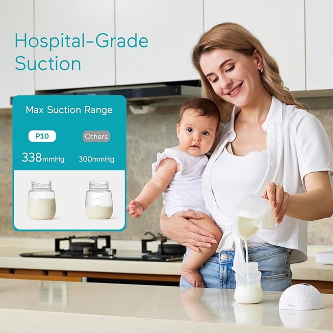 Paruu P10 Hands-Free Breast Pump Wearable, 338mmHg Strong Suction, Low Noise - Image 2