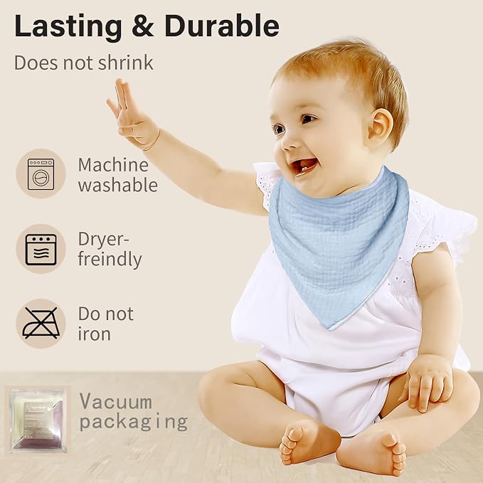 Muslin Baby Bibs, Soft Triangular Baby Bandana Drool Bibs - Image 4