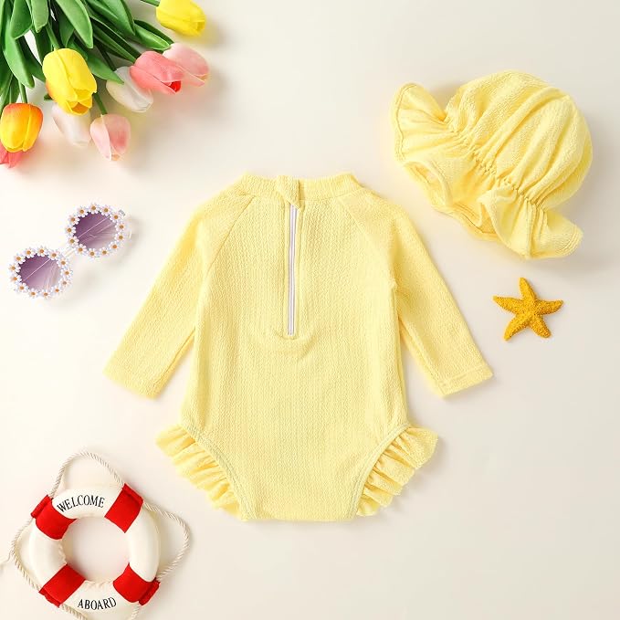 YOUNGER TREE Infant Baby Girls Swimsuit Long Sleeve Swimsuits One Piece - Image 3