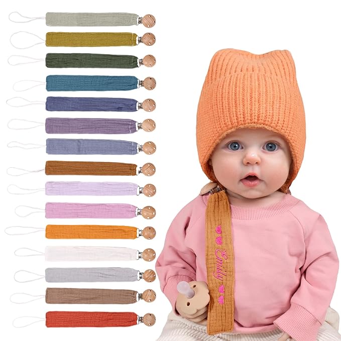 Personalized Bohemian Pacifier Clip Embroidered by GELLEDI