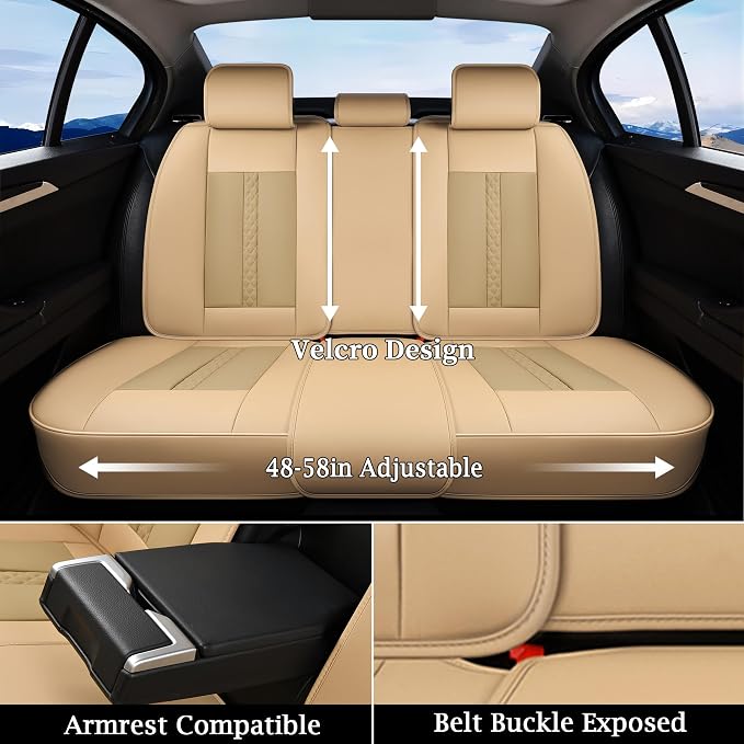 Doogo Car Seat Covers Full Set, Leather Seat Covers 5 Seats, Waterproof Car - Image 4