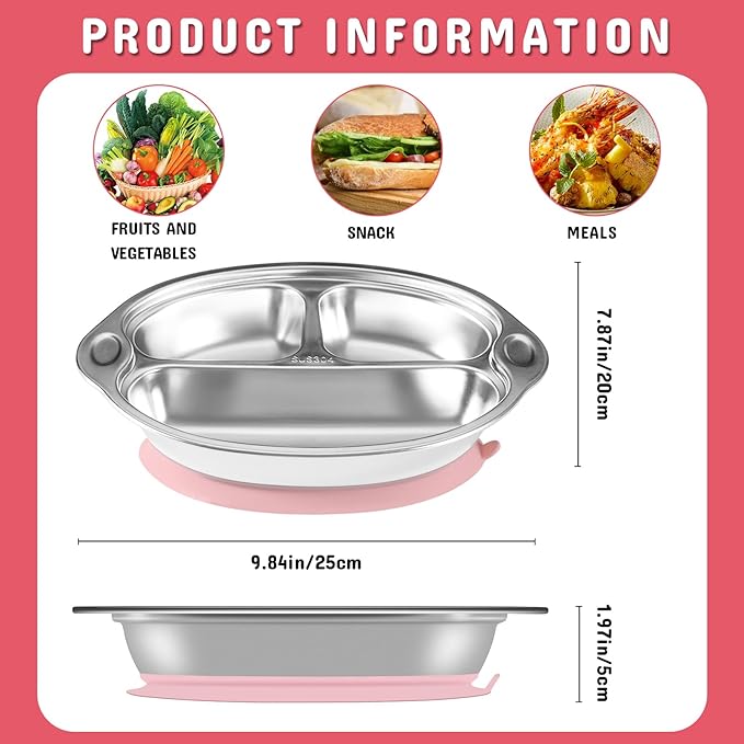 Stainless Steel Baby Suction Plates: Divided Plates - Image 4