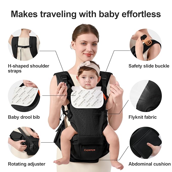 Baby Carrier with Hip Seat, 2-in-1 Forward-Facing Carry - Image 4