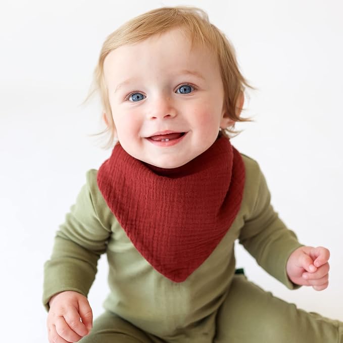 Konssy Muslin Baby Bibs 10 Pack Baby Bandana Drool Bibs 100% Cotton - Image 3