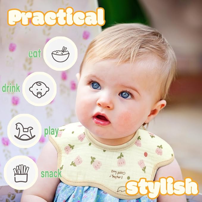 EllieHouse Baby Bibs for Girls Boys 10Pack Muslin Drool Teeth Drooling Teething - Image 6