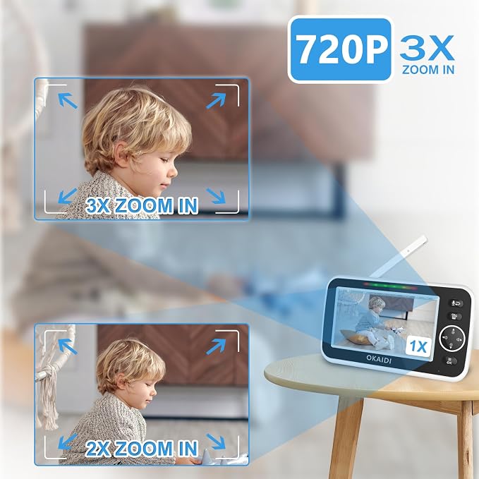 OKAIDI 5" HD Baby Monitor with Camera and Audio, 720P Display, 5000mAh Battery - Image 5