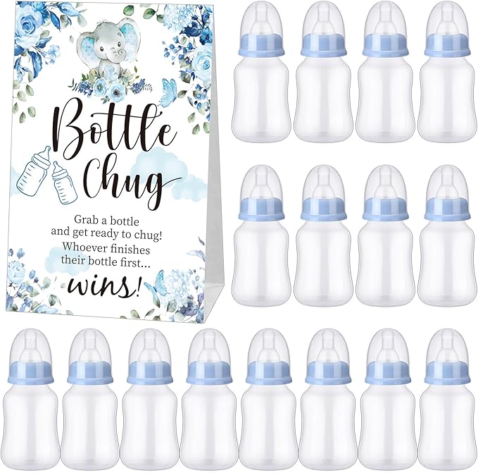 TrelaCo Bottle Chug Baby Shower Game Sign 20 Pcs Baby Bottles Shower Favor by TrelaCo