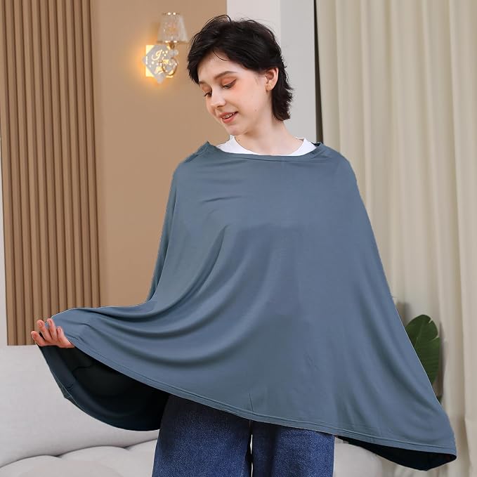 Nursing Cover for Breastfeeding, 360°Full Coverage Nursing Poncho, Rayon Soft & - Image 2