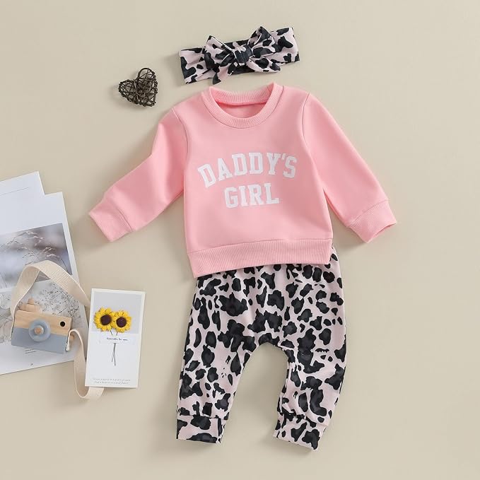 3Pcs Baby Girl Outfits Daisy Sweatshirt + Pants + Headband Infant Fall Winter - Image 6