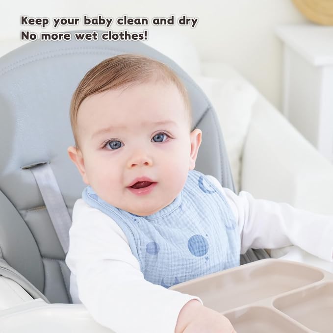 Susurration Muslin Baby Drool Bibs 10Pack Soft Square Adjustable Bandana Bibs - Image 5
